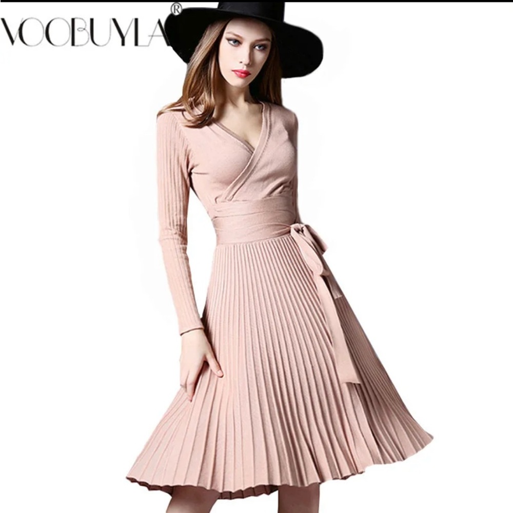 Women's Pink Pleated Dress
